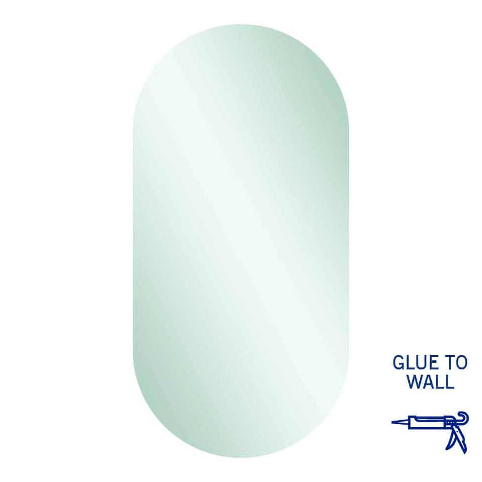 Ablaze DP5010GT Pill Shape Polished Edge Mirror Glue-to-Wall (DP5010GT)