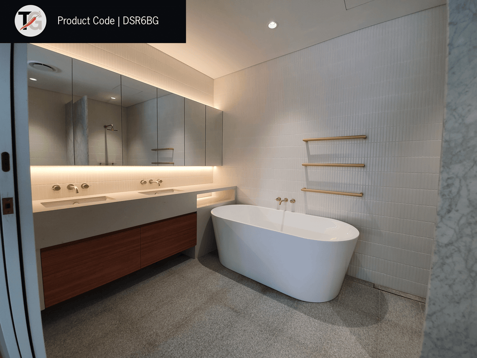 Thermogroup DSR6BG Brushed Gold Round Single Bar Heated Towel Rail (DSR6BG) 3