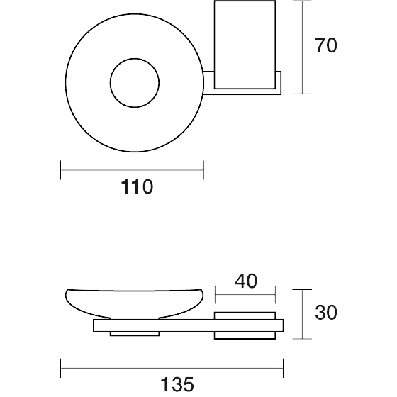 PAR Taps Burj Soap Dish technical drawing (E20.021.1)