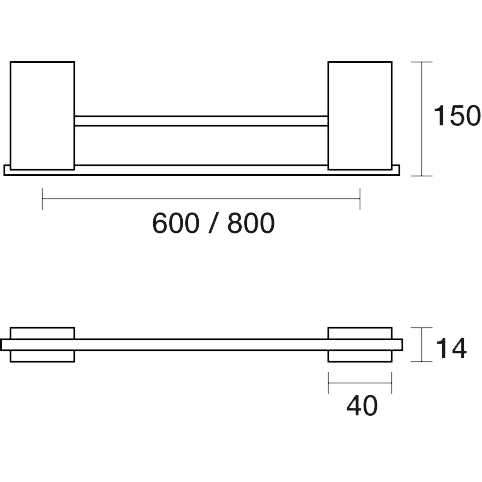 PAR Taps Burj Towel Rail Double 795mm technical drawing (E20.072.2)