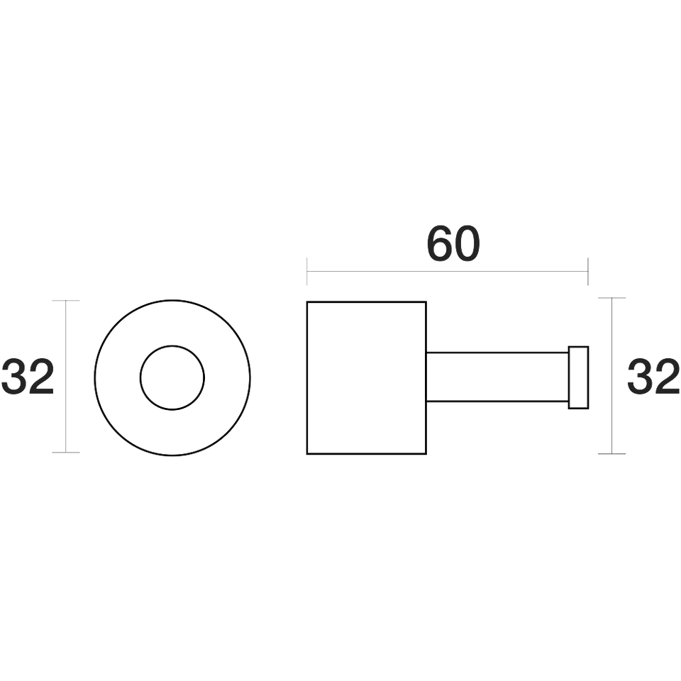PAR Taps Lugano Robe Hook Holder technical drawing (E22.061.1)