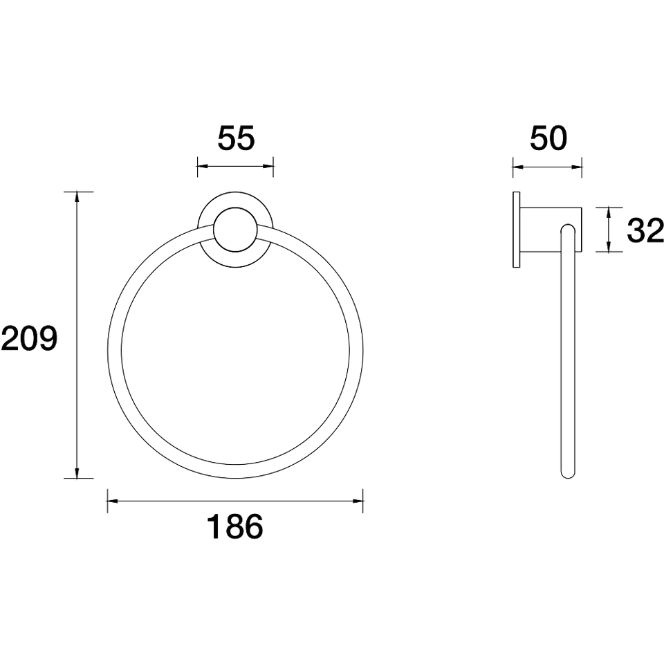 PAR Taps Portsea Towel Ring Holder technical drawing (E29.131.1)