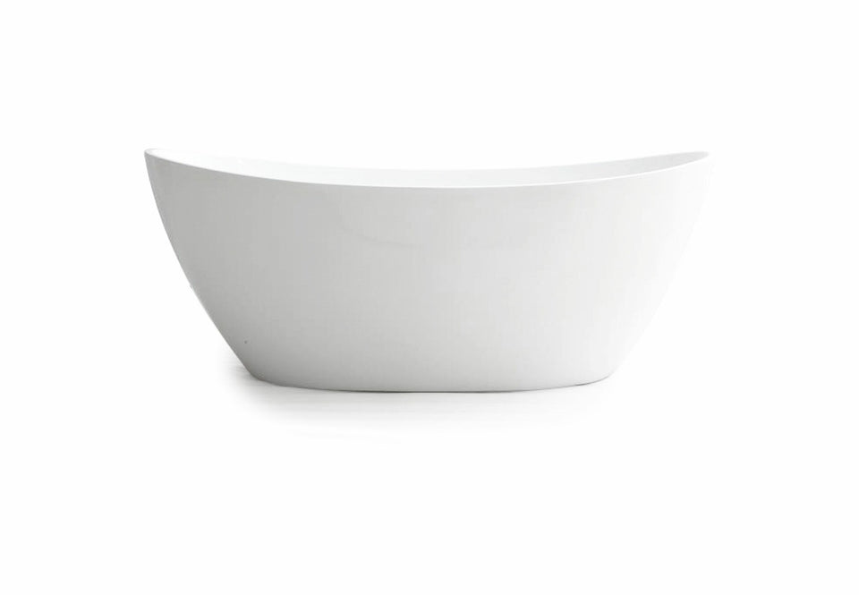 1660x780x680mm Evie Oval Bathtub Freestanding Acrylic Matt White Bath tub NO Overflow - Poseidon EBT1660MW