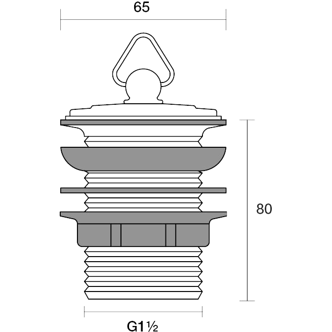 PAR Taps Universal Waste 40mm Standard Overflow technical drawing (F11.021.2)