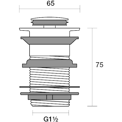 PAR Taps Universal Waste 40mm Pop - Up technical drawing (F11.023.1)