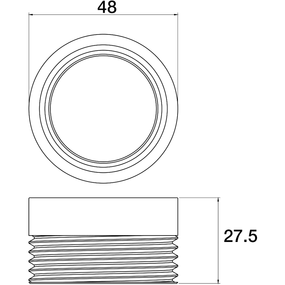PAR Taps Universal Waste Adaptor 32mm to 40mm technical drawing (F11.041.1)