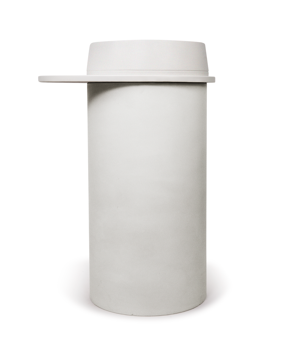 Nood Co Cylinder with Tray - Funl Basin - Ivory / Mid Tone Grey Tray (FL1-4-0-IV-TMG)