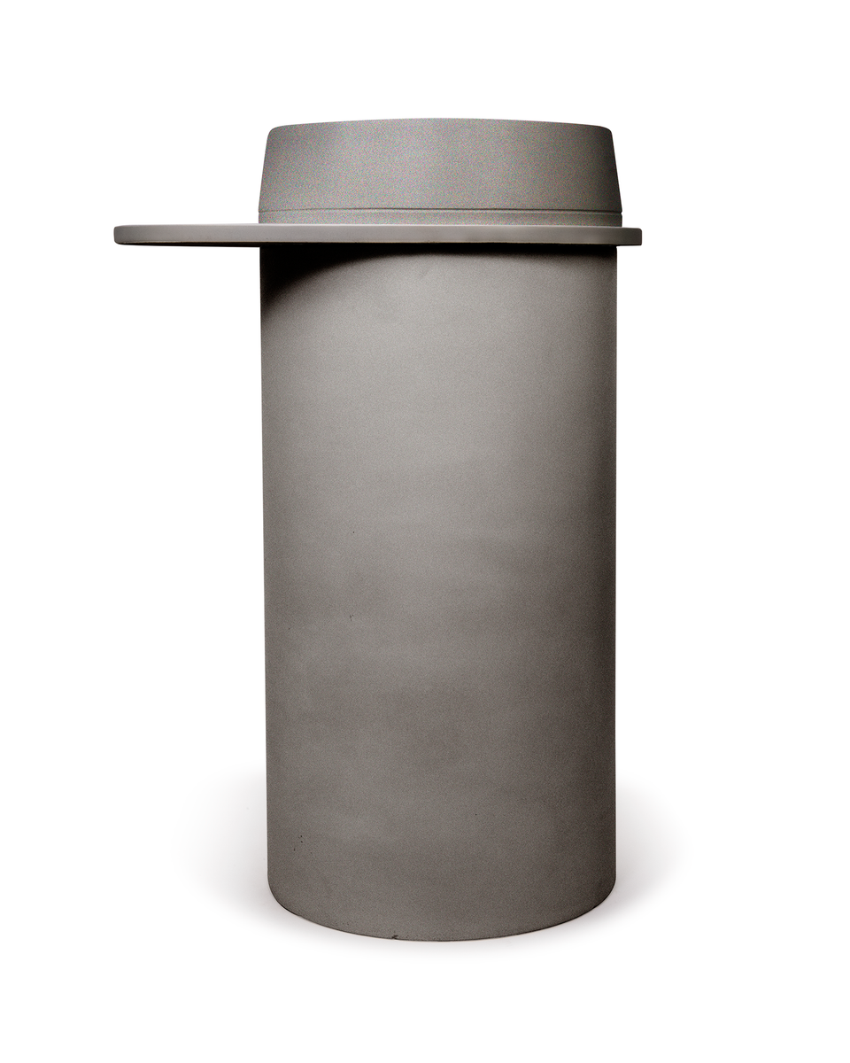Nood Co Cylinder with Tray - Funl Basin - Mid Tone Grey / Clay Tray (FL1-4-0-MG-TCL)