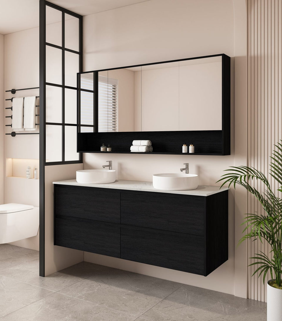 Hera 1500mm Wall-Hung Vanity Black Oak - HE-150W-BO_ST-150-CA_1