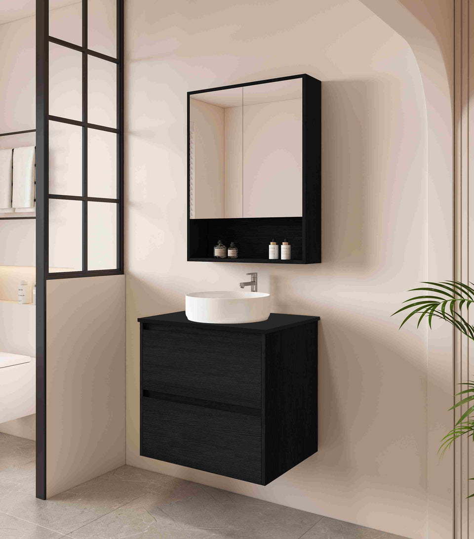 Hera 600mm Wall-Hung Vanity Black Oak - HE-60W-BO_ST-60-BK_1
