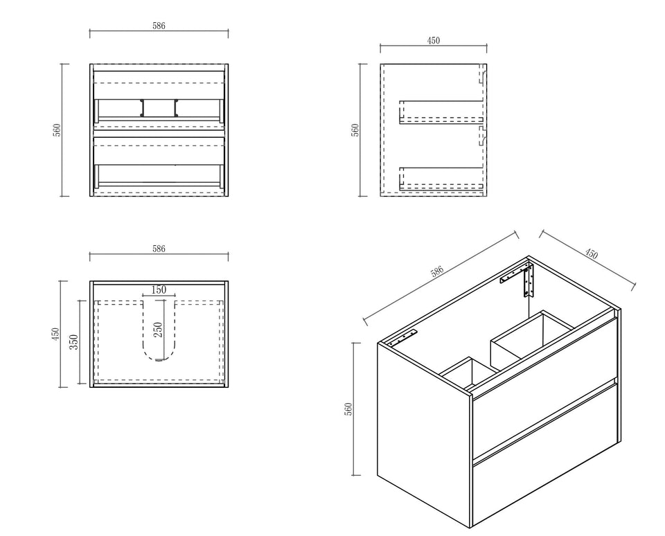 Hera 600mm Wall Hung Vanity Tasmanian Oak - HE-60W
