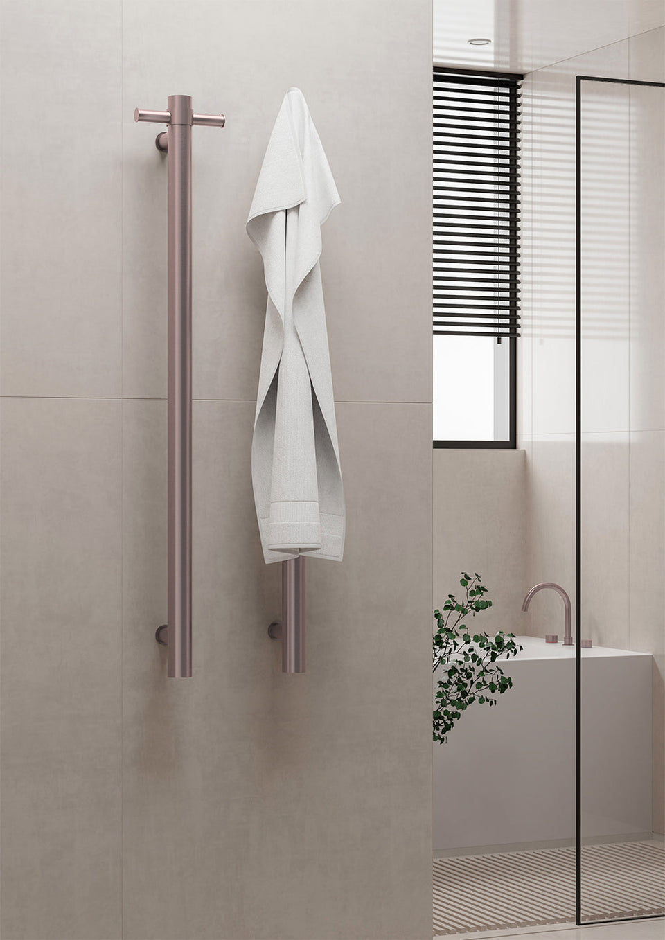 Nero Mecca 240V Single Vertical Heated Towel Rail