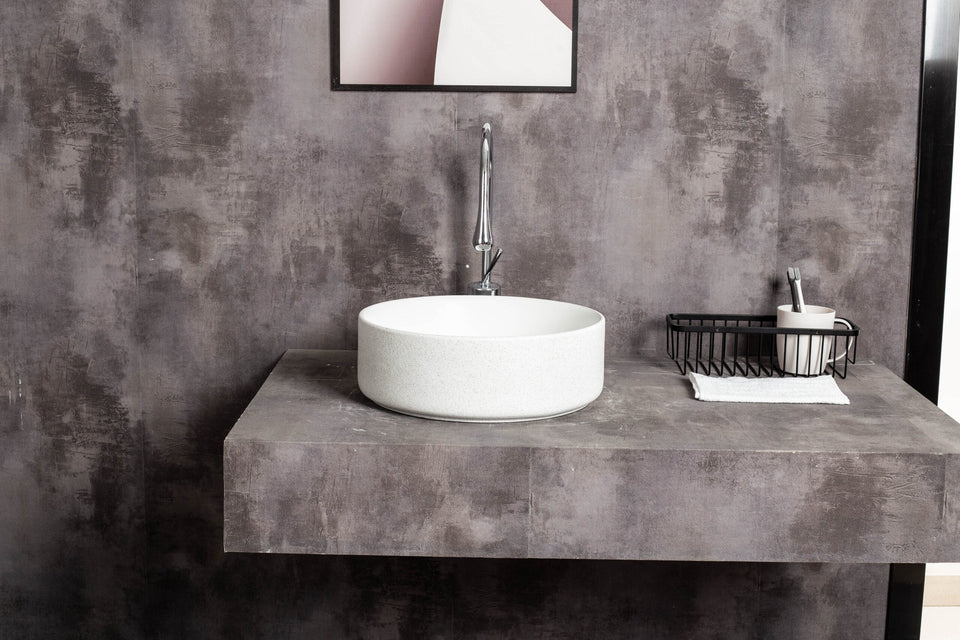Ovia Claya Art Sandy Matt White Textured Above Counter Basin 360mm