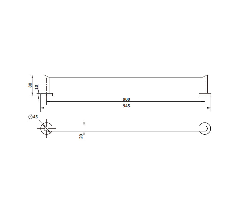 Modern National Eva Single Towel Rail