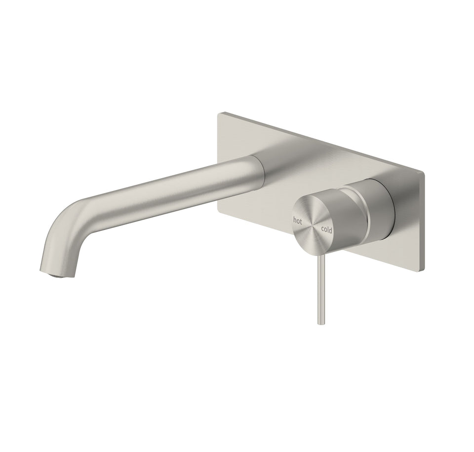 Nero Mecca Wall Basin Mixer 230mm Spout - Brushed Nickel (NR221910A230BN_KIT)