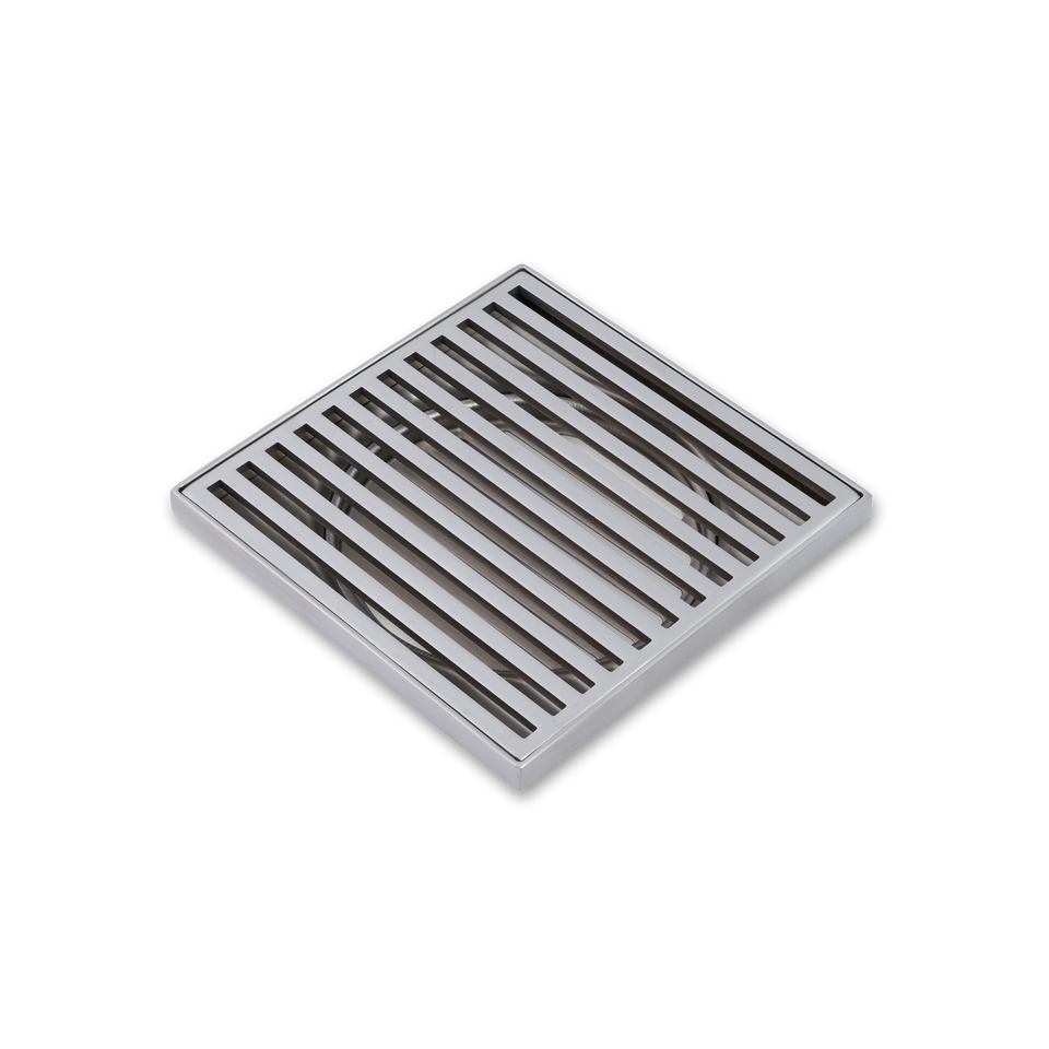 Ovia Mila Brushed Nickel Stainless Square Slim Grill Linear Floor Waste