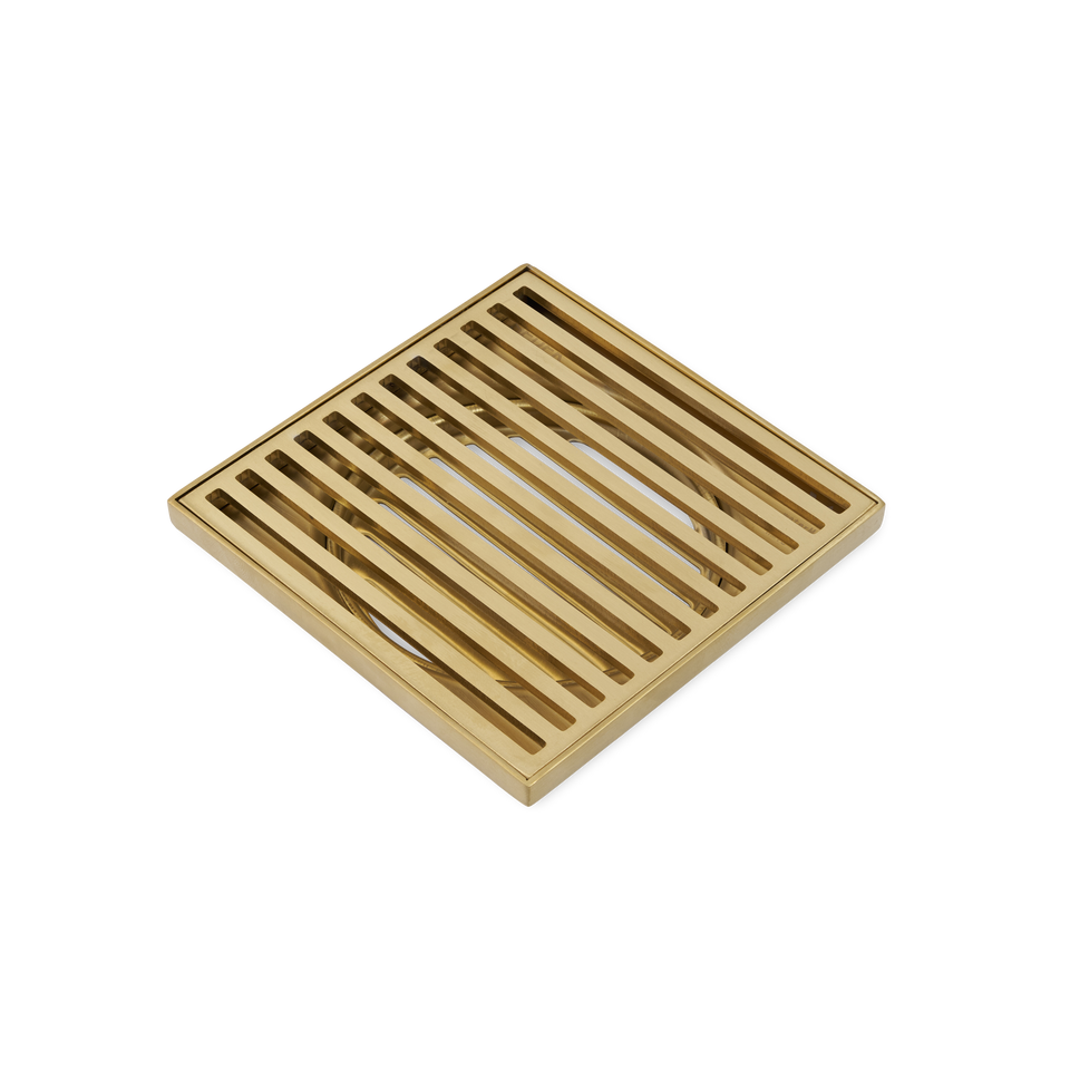 Ovia Mila Brushed Gold Square Slim Grill Linear Floor Waste