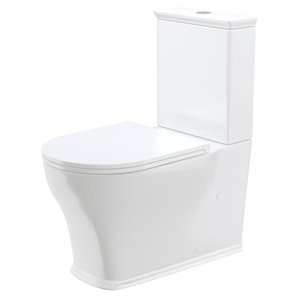 Fienza Lillian Tornado Flush Back-to-Wall Toilet Suite Gloss White with Slim Seat
