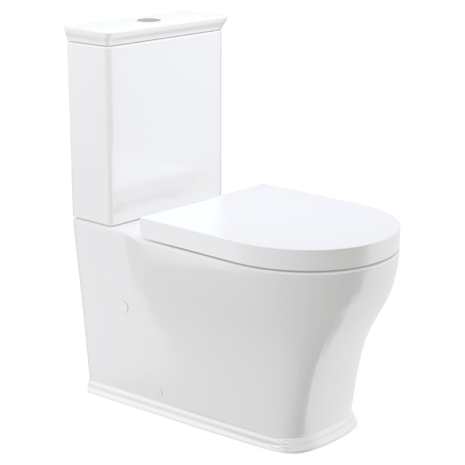 Fienza Lillian Tornado Flush Back-to-Wall Toilet Suite, Thick Seat, Gloss White