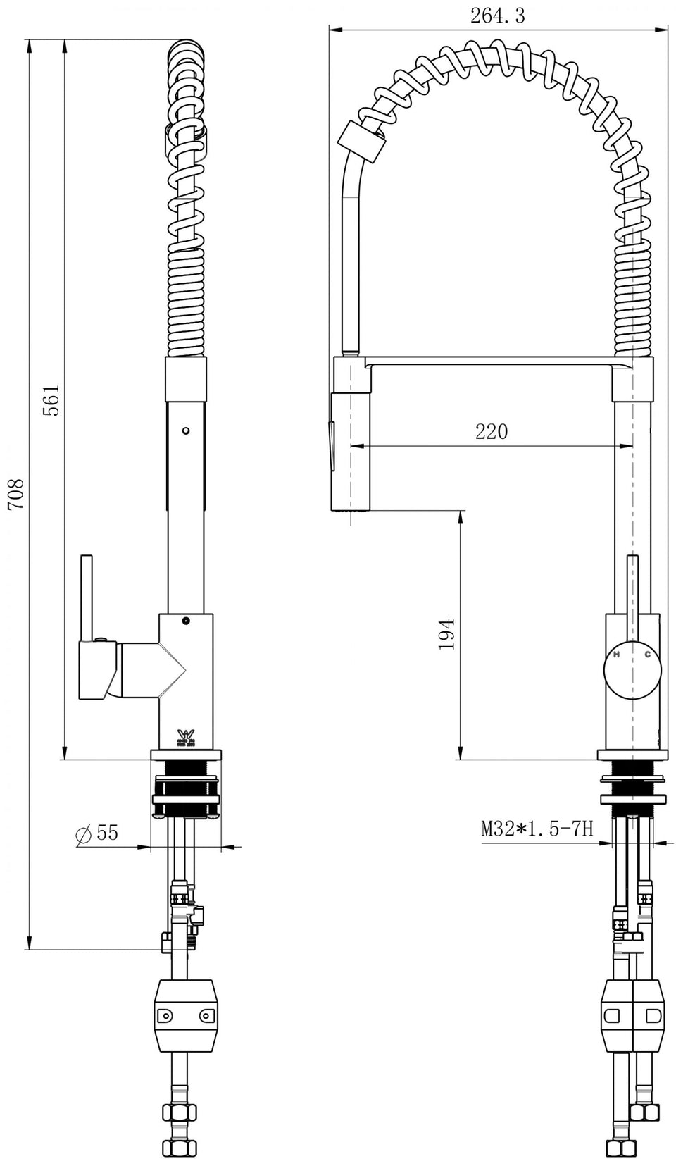 Modern National Kasper Spring Kitchen Mixer