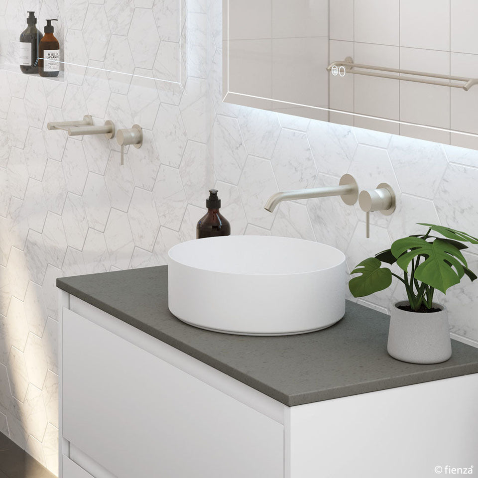 Fienza KAYA Wall Basin Bath Mixer Set Round Plates Outlet
