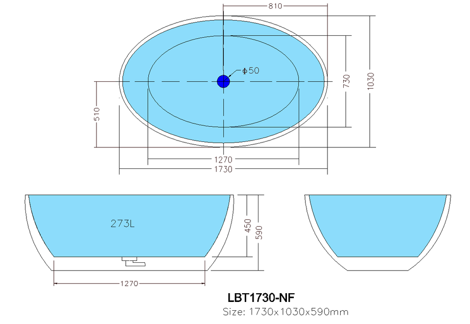 Lucia 1800 Freestanding Bathtub LBT-1800 - Poseidon LBT1800