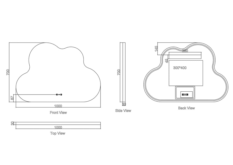 Luna 700×1000mm LED Cloud Mirror - LED-70100-C