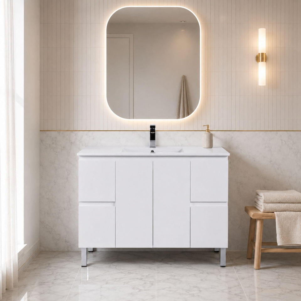 LUKKA ALPHA GLOSS WHITE 1200MM SINGLE BOWL FLOOR STANDING VANITY