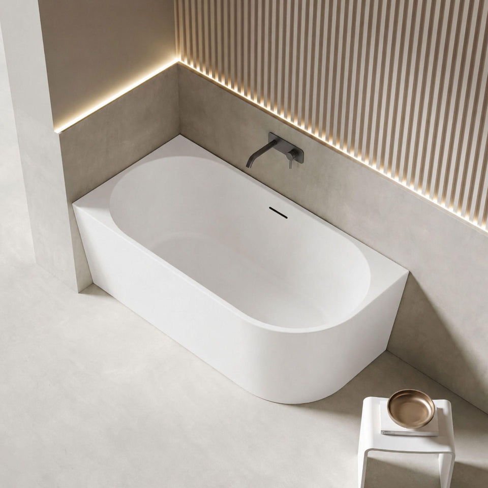 LUKKA BINGIE SKIRT LEFT CORNER BATHTUB OVERFLOW MATTE WHITE (AVAILABLE IN 1400MM, 1500MM AND 1700MM)