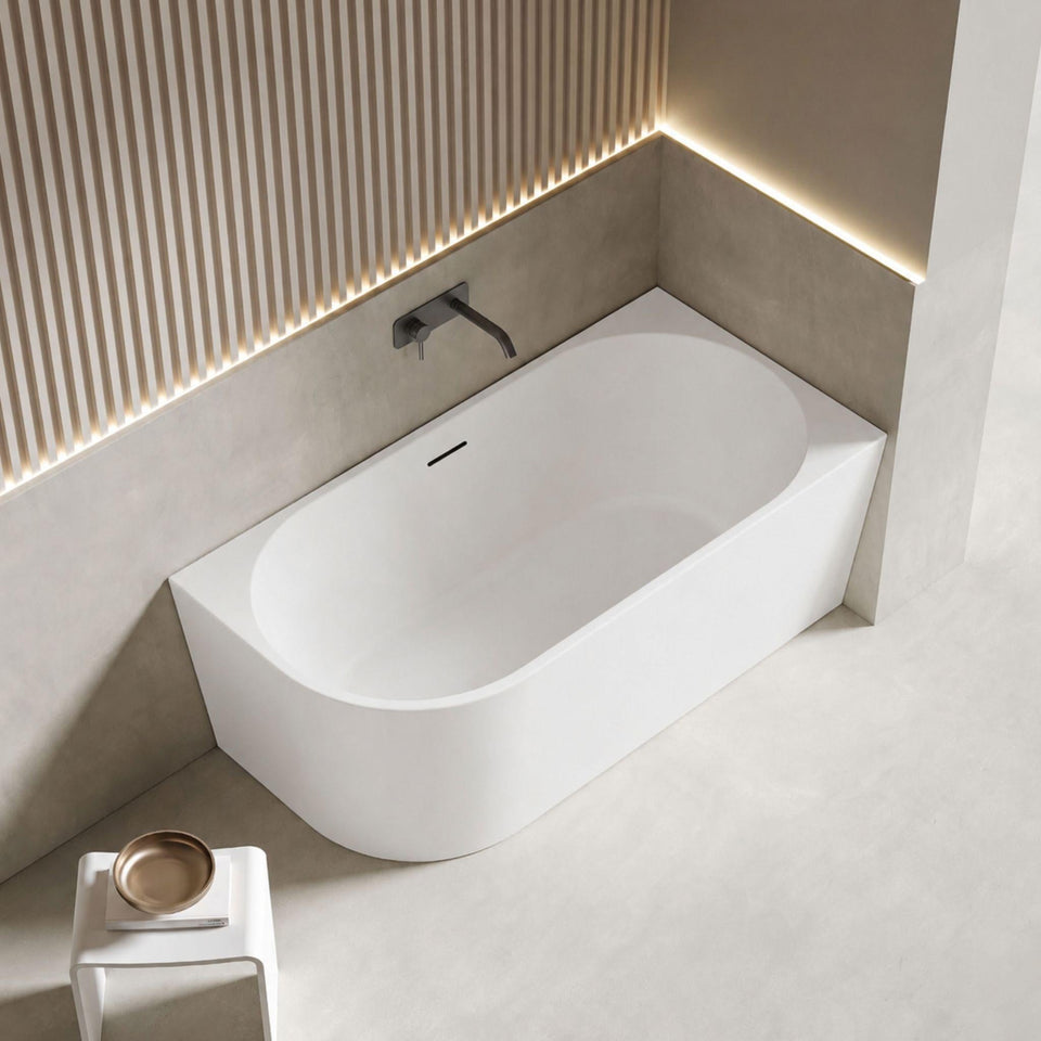 LUKKA BINGIE SKIRT RIGHT CORNER BATHTUB OVERFLOW MATTE WHITE (AVAILABLE IN 1400MM, 1500MM AND 1700MM)