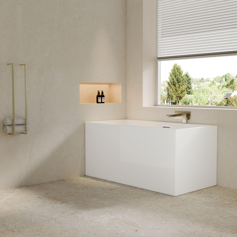 LUKKA CRETE MULTIFIT FREESTANDING BATHTUB OVERFLOW GLOSS WHITE (AVAILABLE IN 1000MM AND 1350MM)
