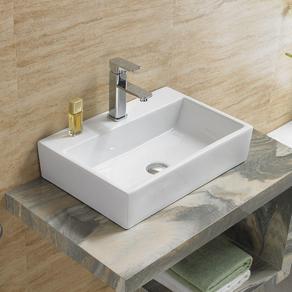 LUKKA CRETE WALL HUNG / ABOVE COUNTER BASIN GLOSS WHITE 530MM
