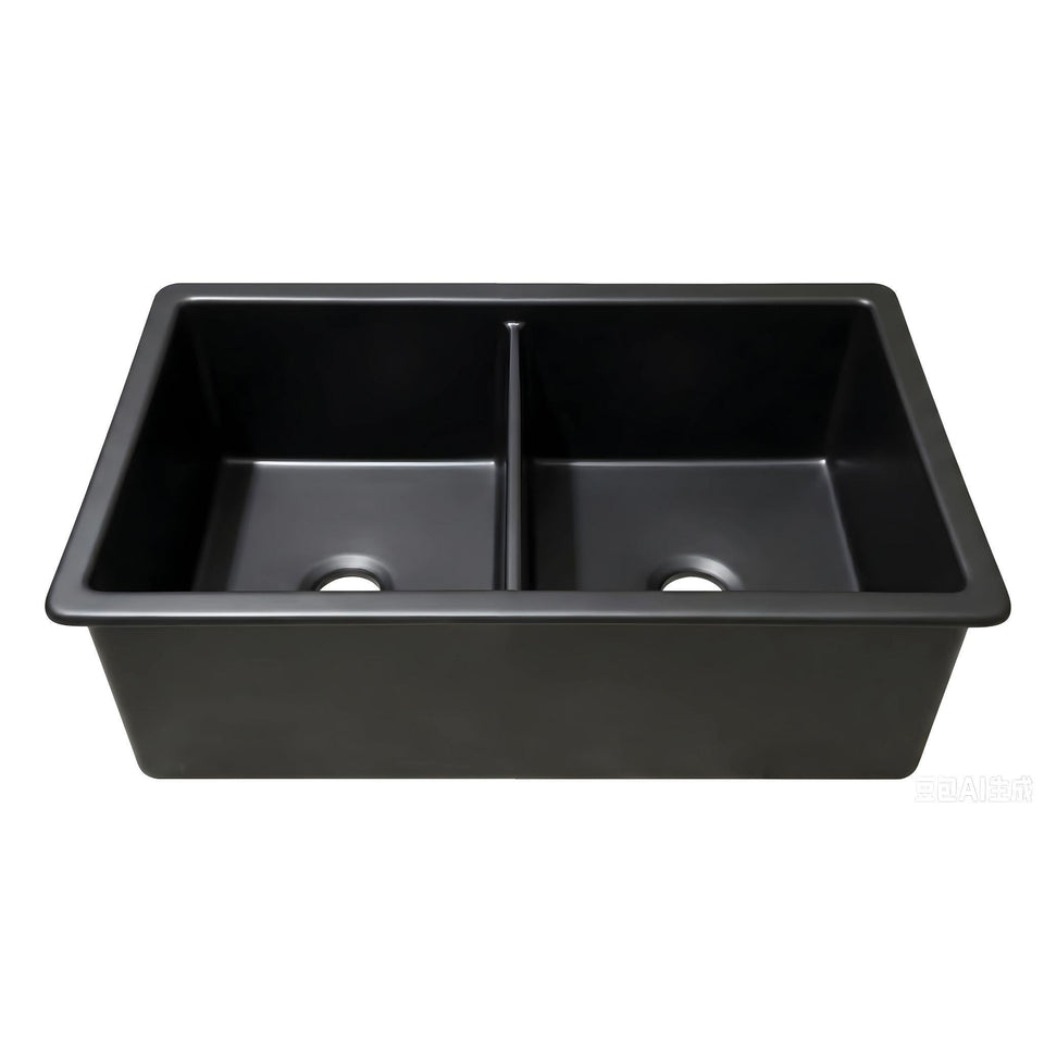 Lukka Procida Inset and Undermount Fireclay Double Bowl Sink 813MM - Matte Black (LK-D-PFC813-MB)