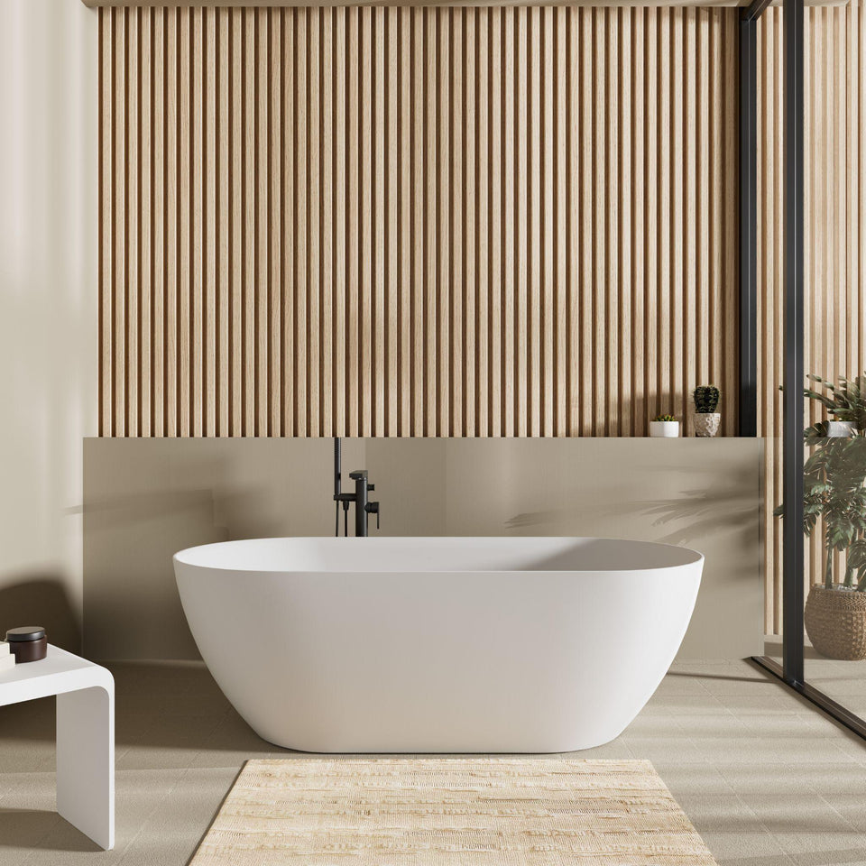 LUKKA ELLIPS SLIM FREESTANDING BATHTUB MATTE WHITE (AVAILABLE IN 1395MM, 1530MM AND 1700MM)