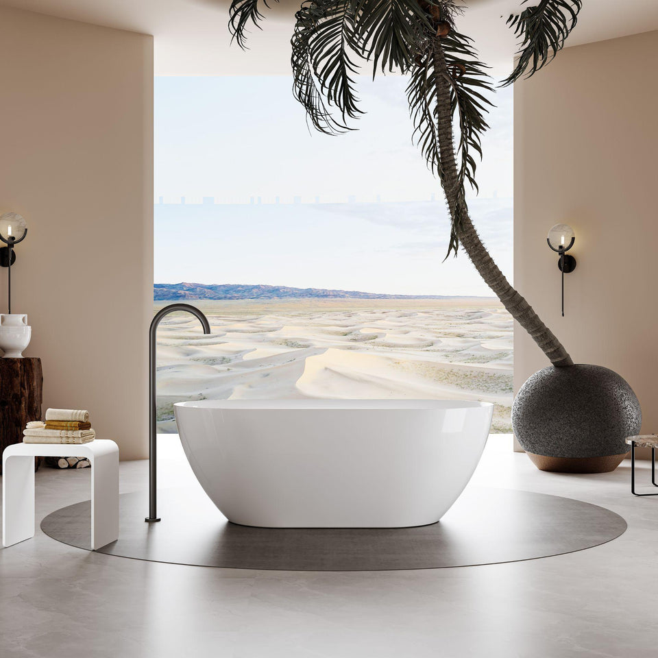 LUKKA ELLIPS SLIM FREESTANDING BATHTUB GLOSS WHITE (AVAILABLE IN MULTIPLE SIZES)