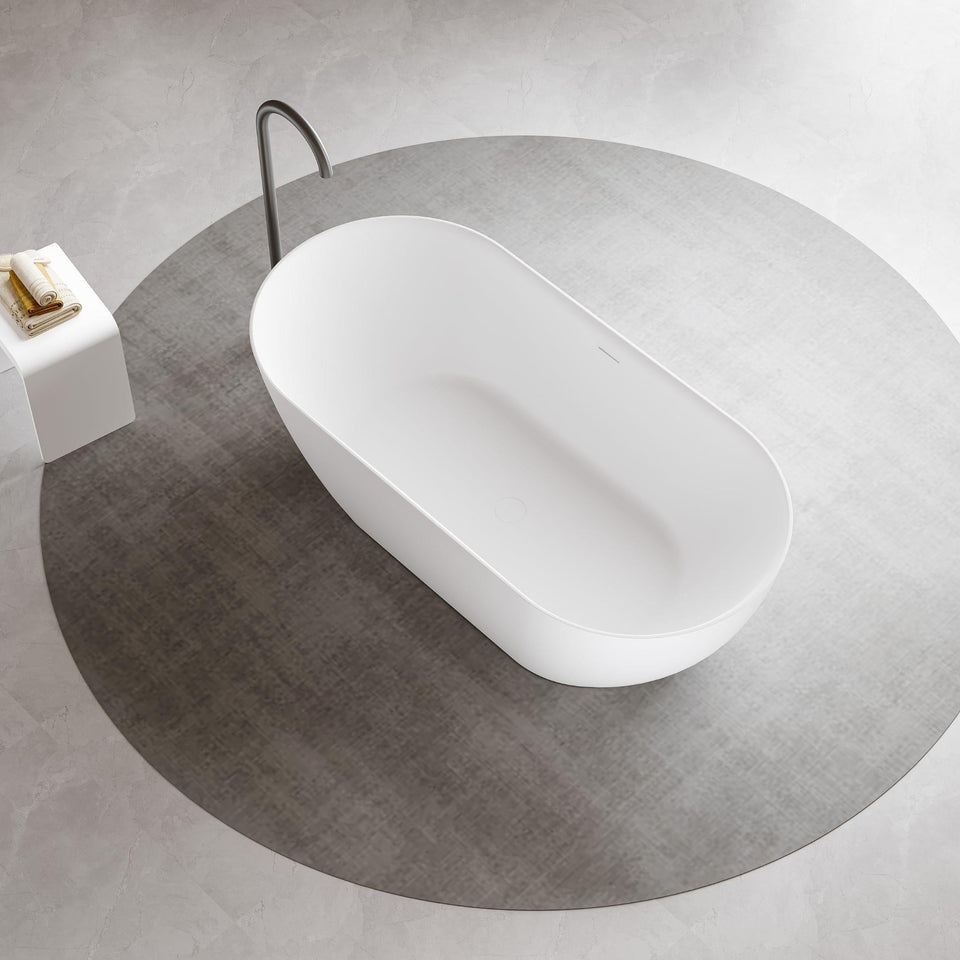 LUKKA ELLIPS SLIM FREESTANDING BATHTUB WITH OVERFLOW MATTE WHITE (AVAILABLE IN 1395MM, 1530MM AND 1700MM)