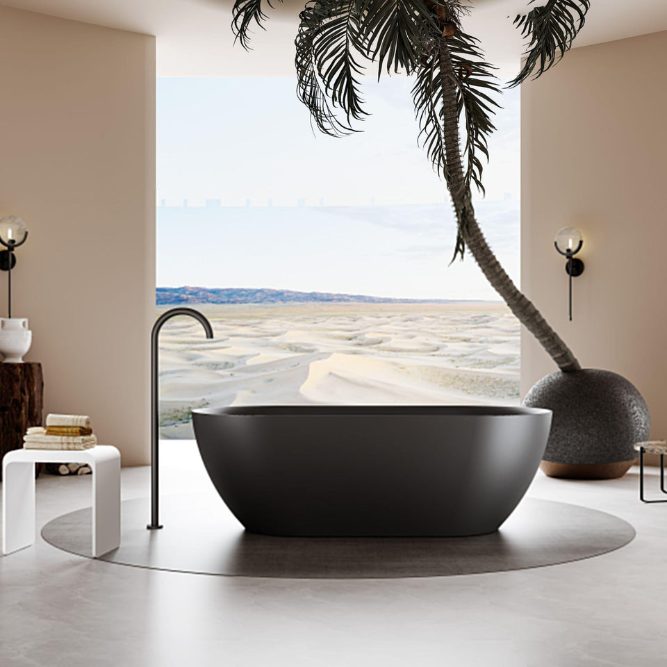 LUKKA ELLIPS SLIM FREESTANDING BATHTUB MATTE BLACK (AVAILABLE IN 1530MM AND 1700MM)