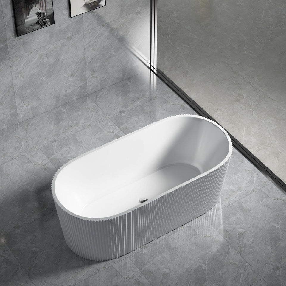 LUKKA AGENA FLUTED FREESTANDING BATHTUB MATTE WHITE (AVAILABLE IN 1500MM AND 1700MM)