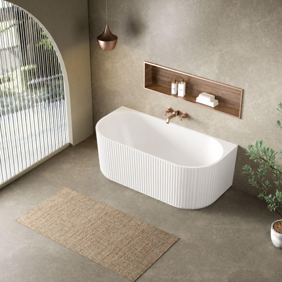 LUKKA BINGIE FLUTED SKIRT BACK TO WALL BATHTUB MATTE WHITE (AVAILABLE IN 1500MM AND 1700MM)