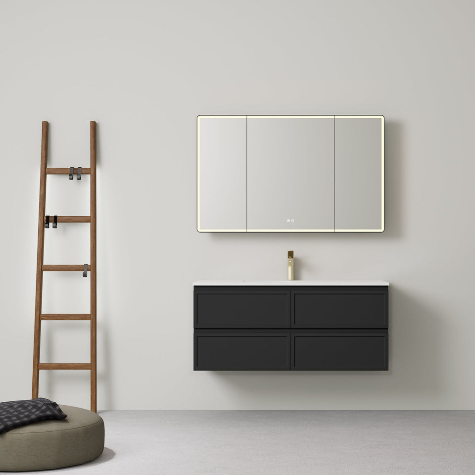 LUKKA HAMILTON MATTE BLACK 1200MM SINGLE BOWL WALL HUNG VANITY