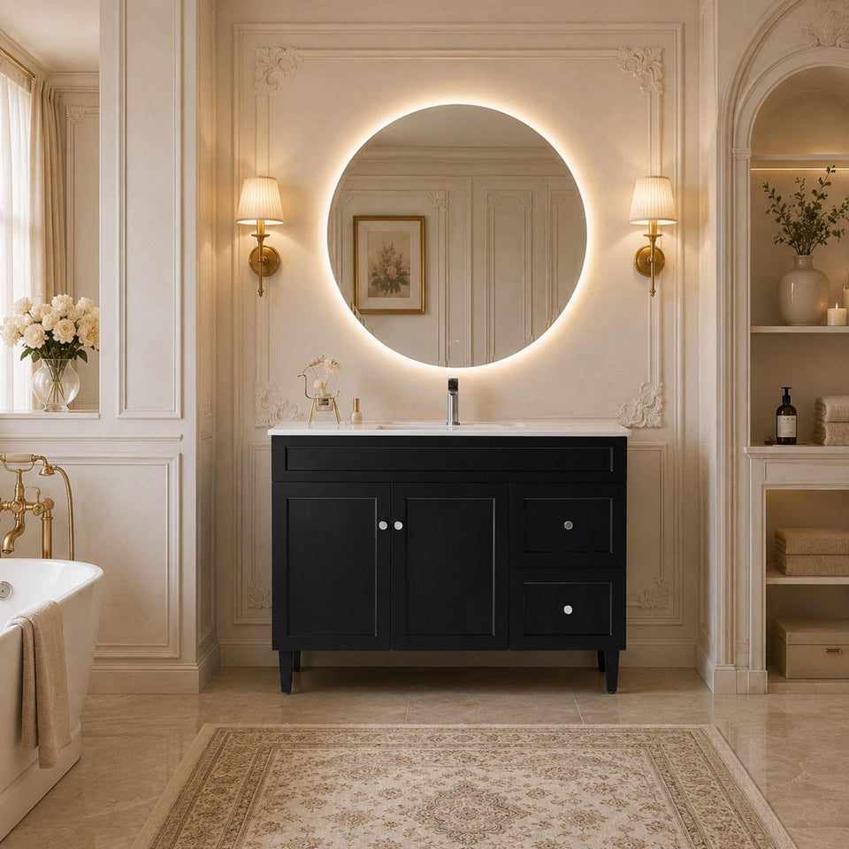 LUKKA HAROLD FEDERATION MATTE BLACK 1200MM SINGLE BOWL FLOOR STANDING VANITY (AVAILABLE IN LEFT AND RIGHT HAND DRAWER)