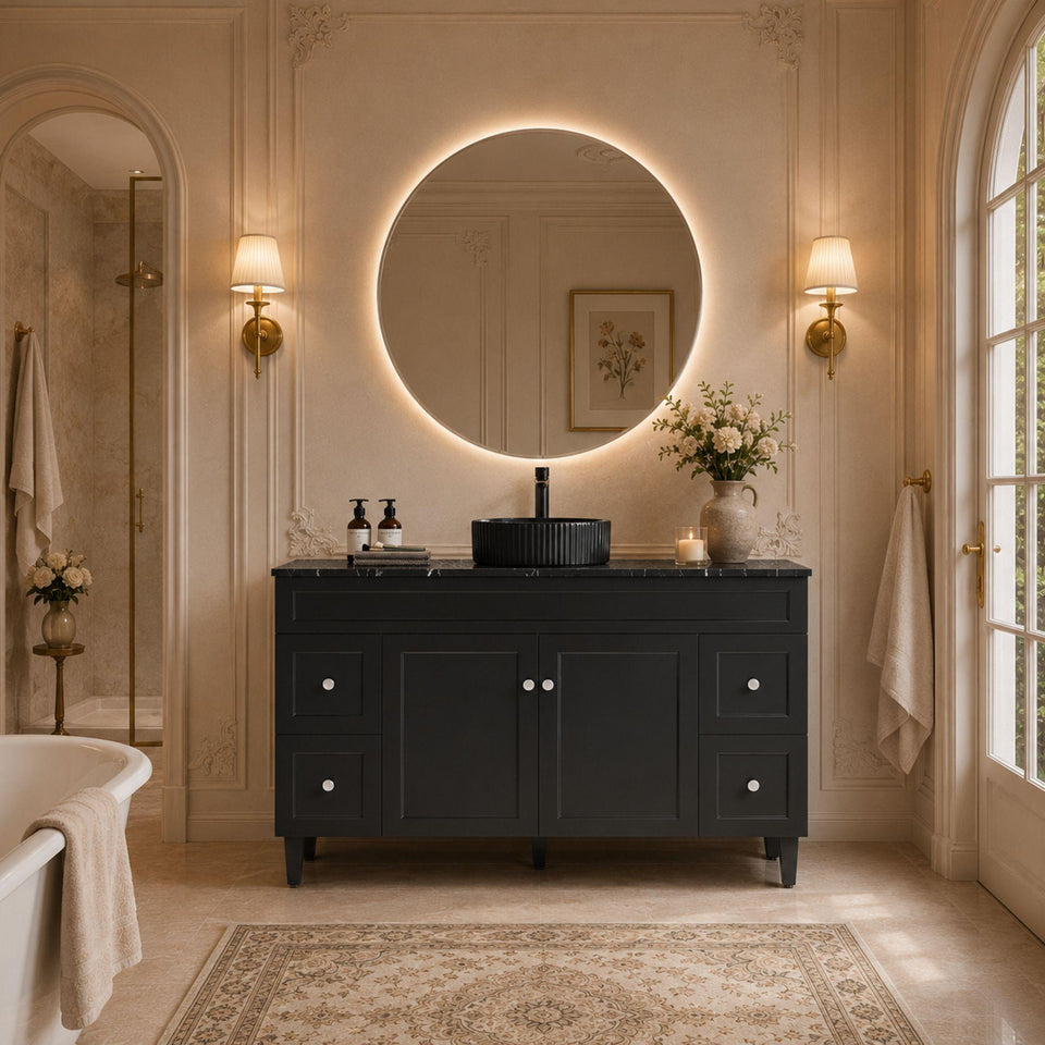 LUKKA HAROLD FEDERATION MATTE BLACK 1500MM SINGLE BOWL FLOOR STANDING VANITY