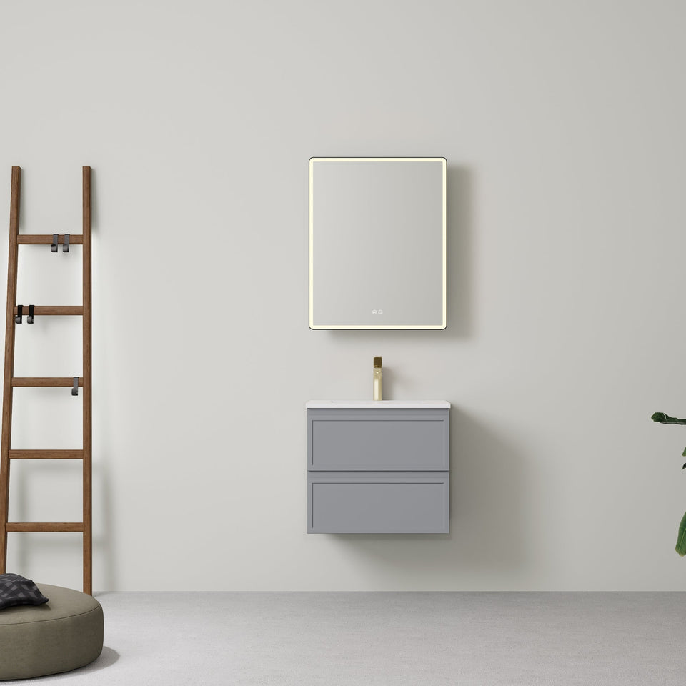 LUKKA HAMILTON MATTE GREY 600MM SINGLE BOWL WALL HUNG VANITY