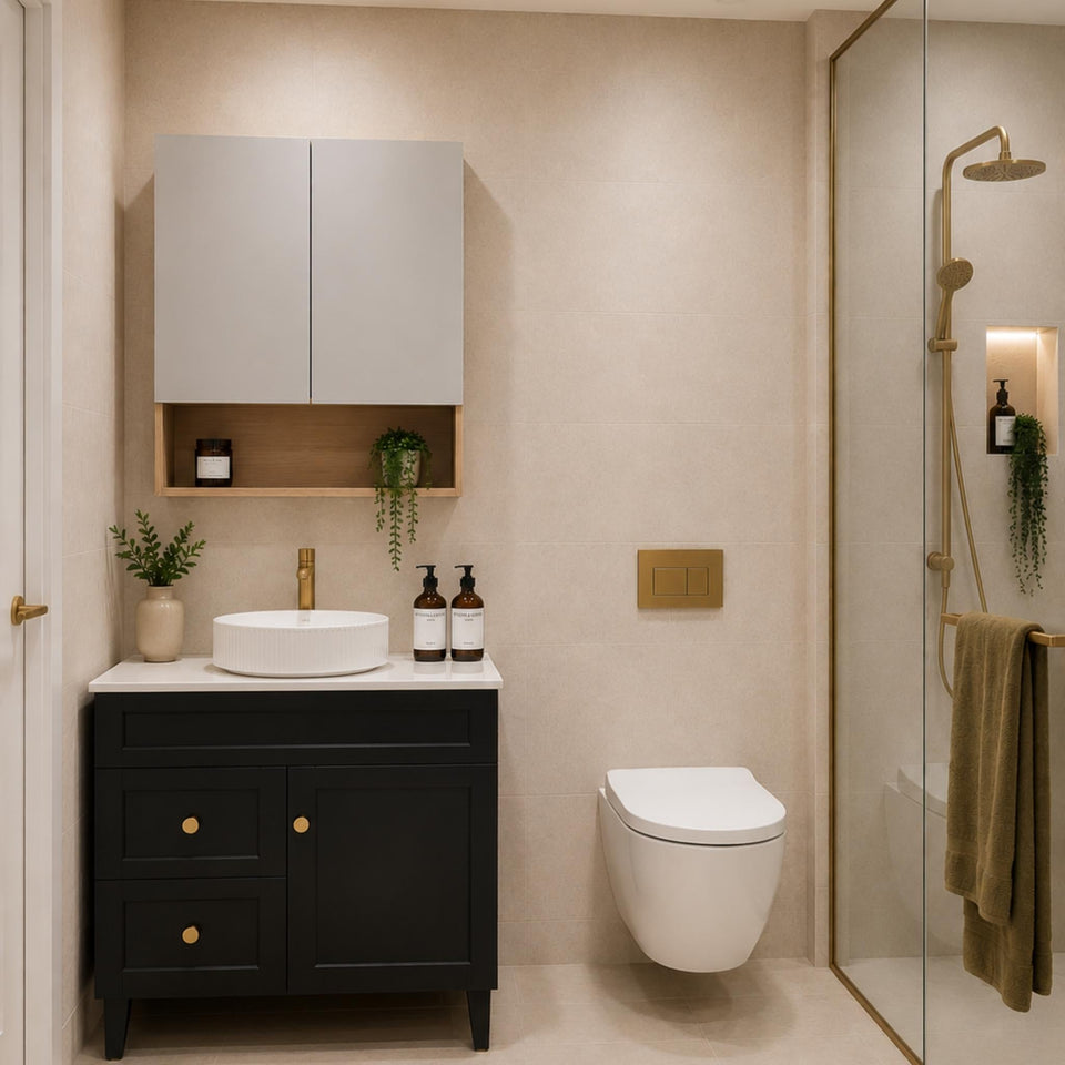 LUKKA HAROLD FEDERATION MATTE BLACK 750MM SINGLE BOWL FLOOR STANDING VANITY (AVAILABLE IN LEFT AND RIGHT HAND DRAWER)