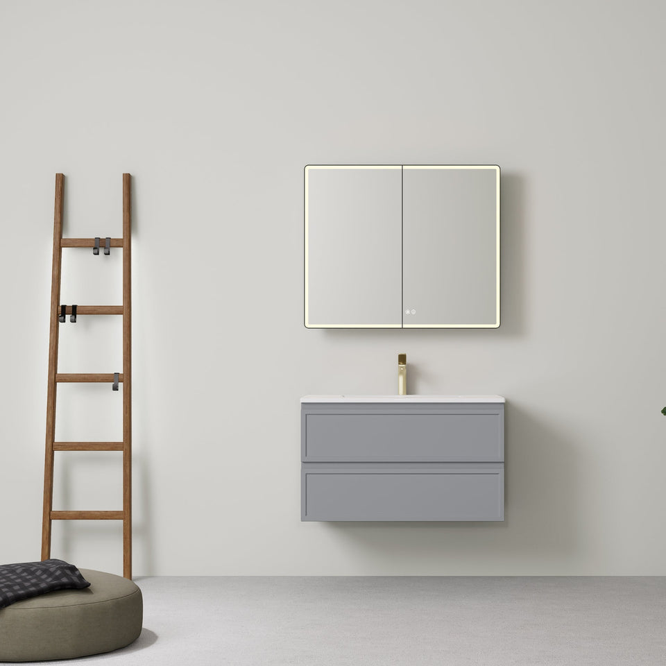 LUKKA HAMILTON MATTE GREY 900MM SINGLE BOWL WALL HUNG VANITY