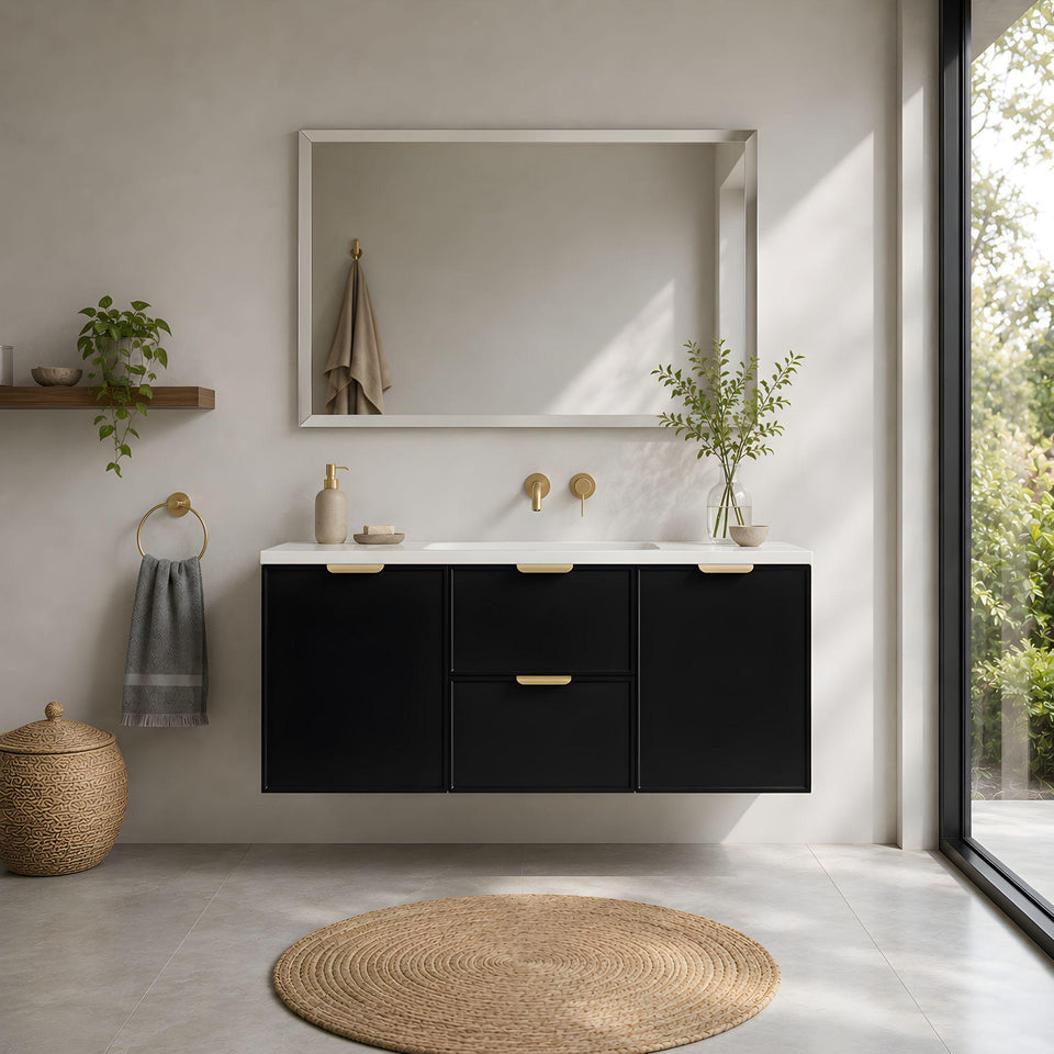 LUKKA MADURA FEDERATION MATTE BLACK 1200MM SINGLE BOWL WALL HUNG VANITY