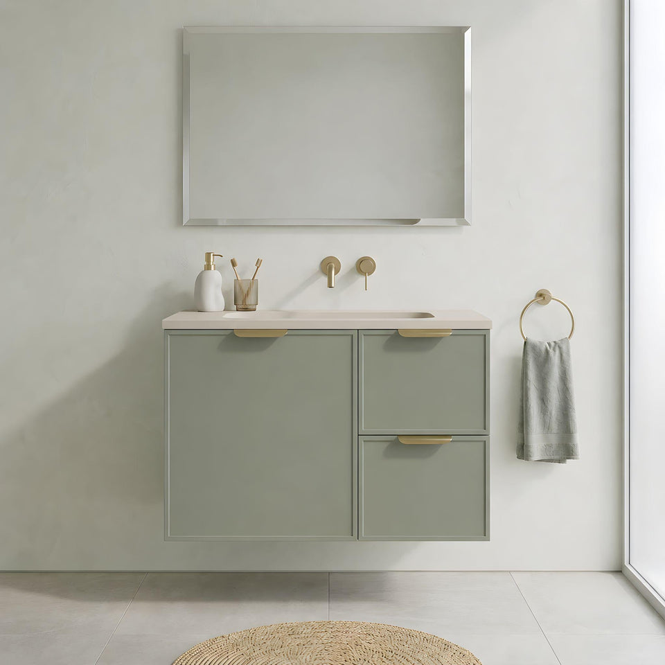 LUKKA MADURA FEDERATION OLIVE GREEN 750MM SINGLE BOWL WALL HUNG VANITY