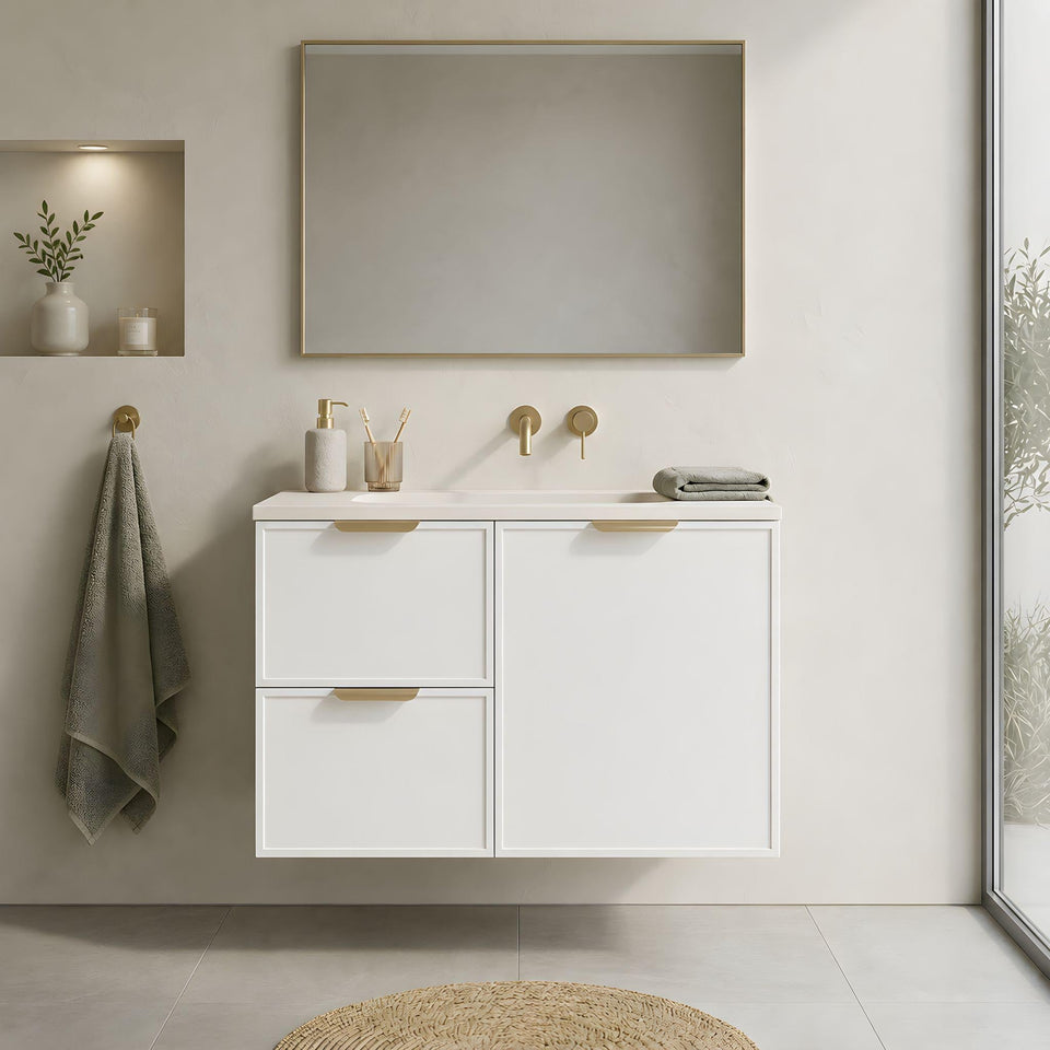 Lukka Madura Federation 900MM Single Bowl Wall Hung Vanity (Available in Left and Right Hand Drawer)
