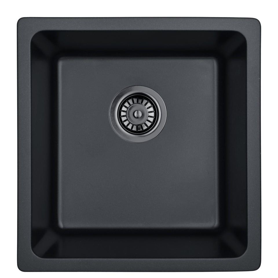 Lukka Crete Granite Single Bowl Kitchen Sink 430MM - Matte Black (LK-GSKS430)