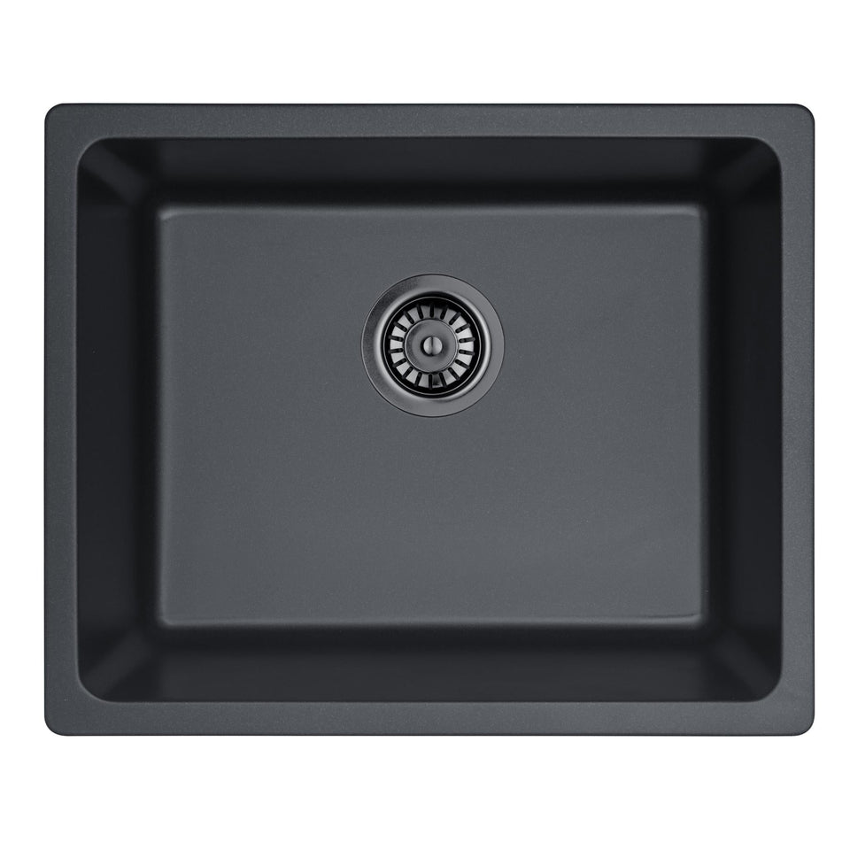 Lukka Crete Granite Single Bowl Kitchen Sink 550MM - Matte Black (LK-GSKS550)